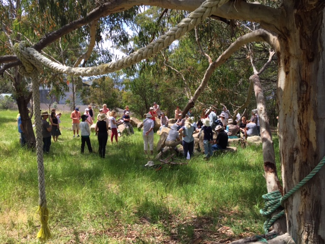 People gather on the School Land to discuss the development application Sun 4 Dec. 2016